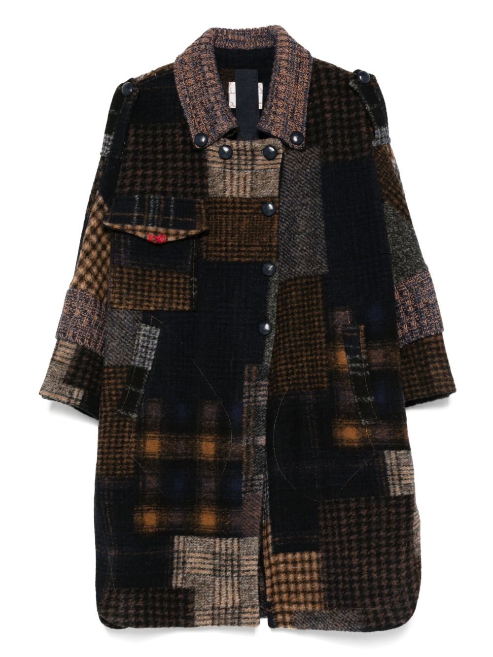 BYE Coats Brown patchwork design