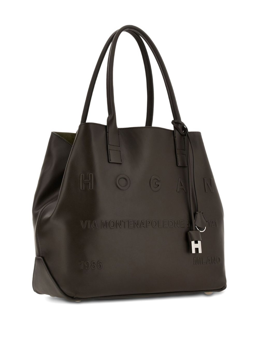 Sac fourre-tout moyen en cuir Hogan Pre Bags, couleur marron cèdre