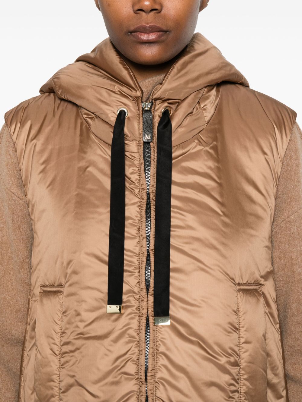 MAX MARA THE CUBE Jackets Brown with hooded nylon down vest