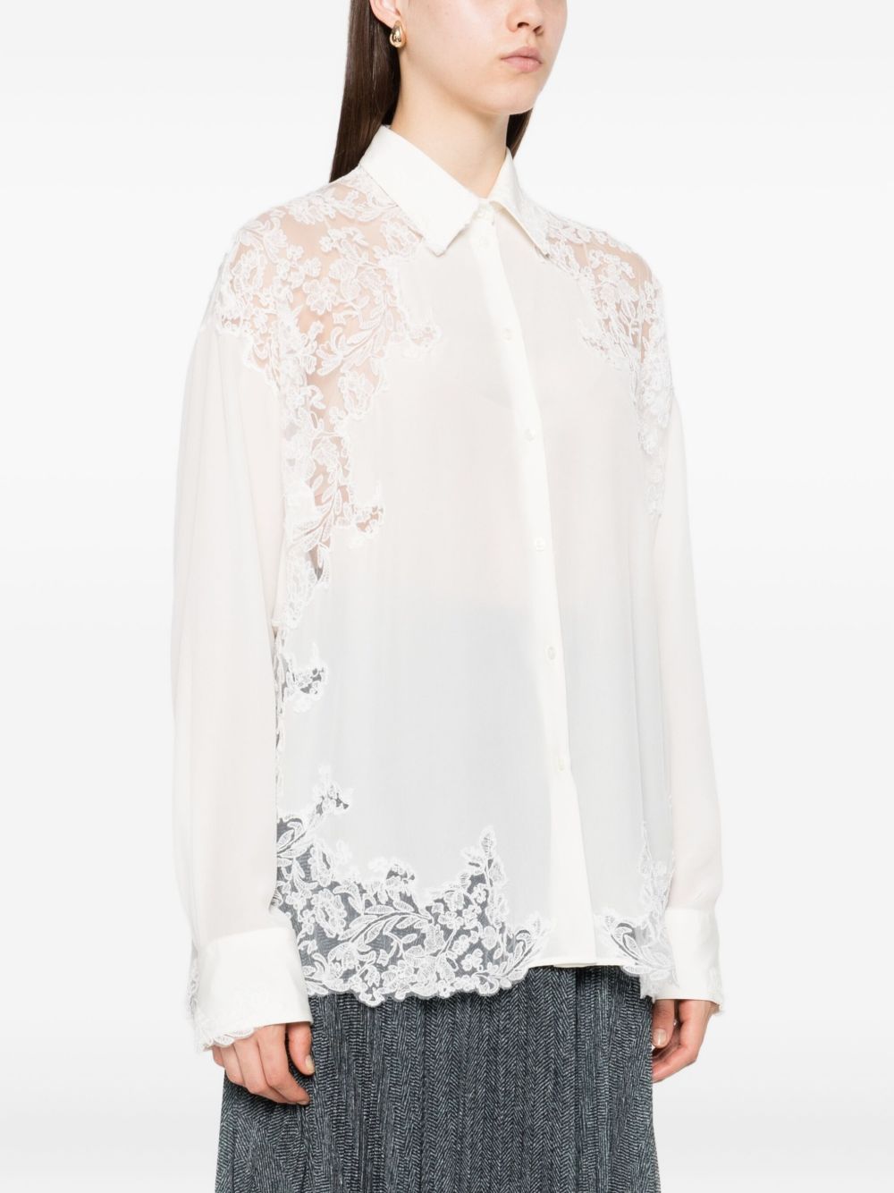 Ermanno Scervino Shirts White silk lace shirt