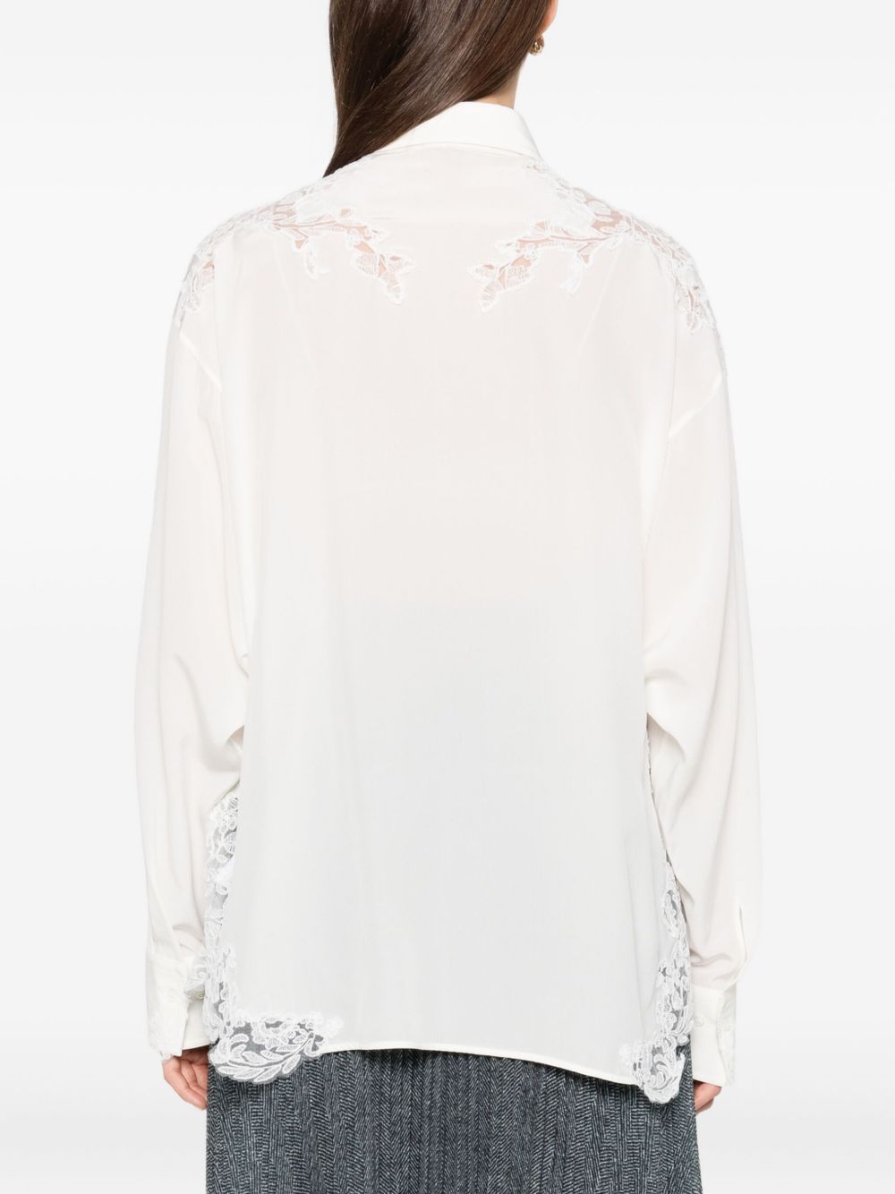 Ermanno Scervino Shirts White silk lace shirt