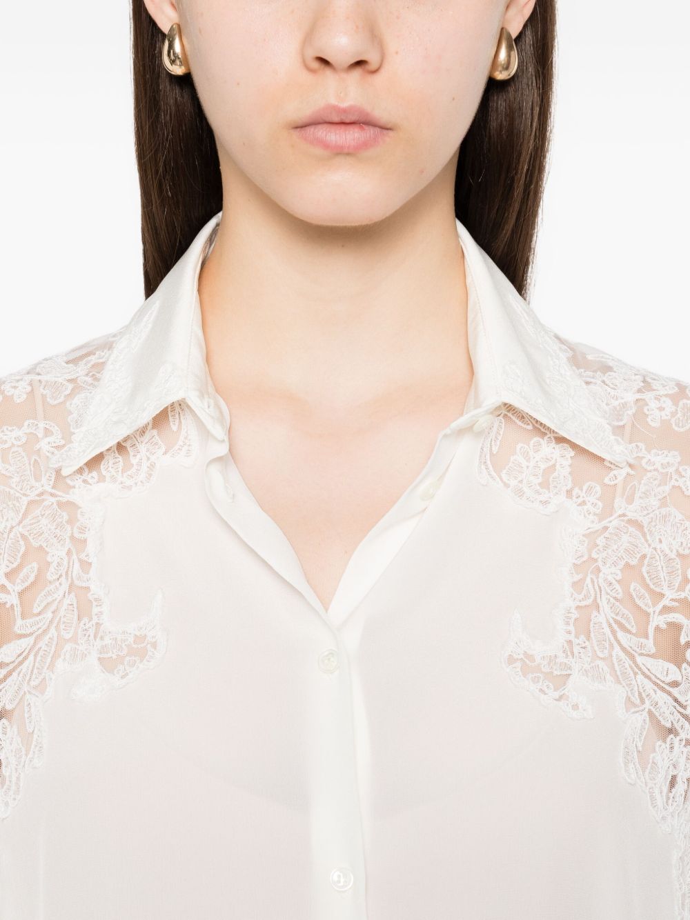 Ermanno Scervino Shirts White silk lace shirt