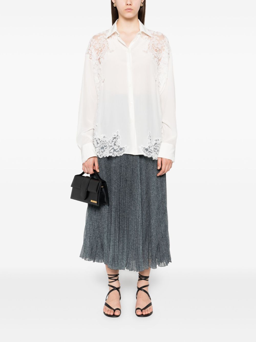Ermanno Scervino Shirts White silk lace shirt