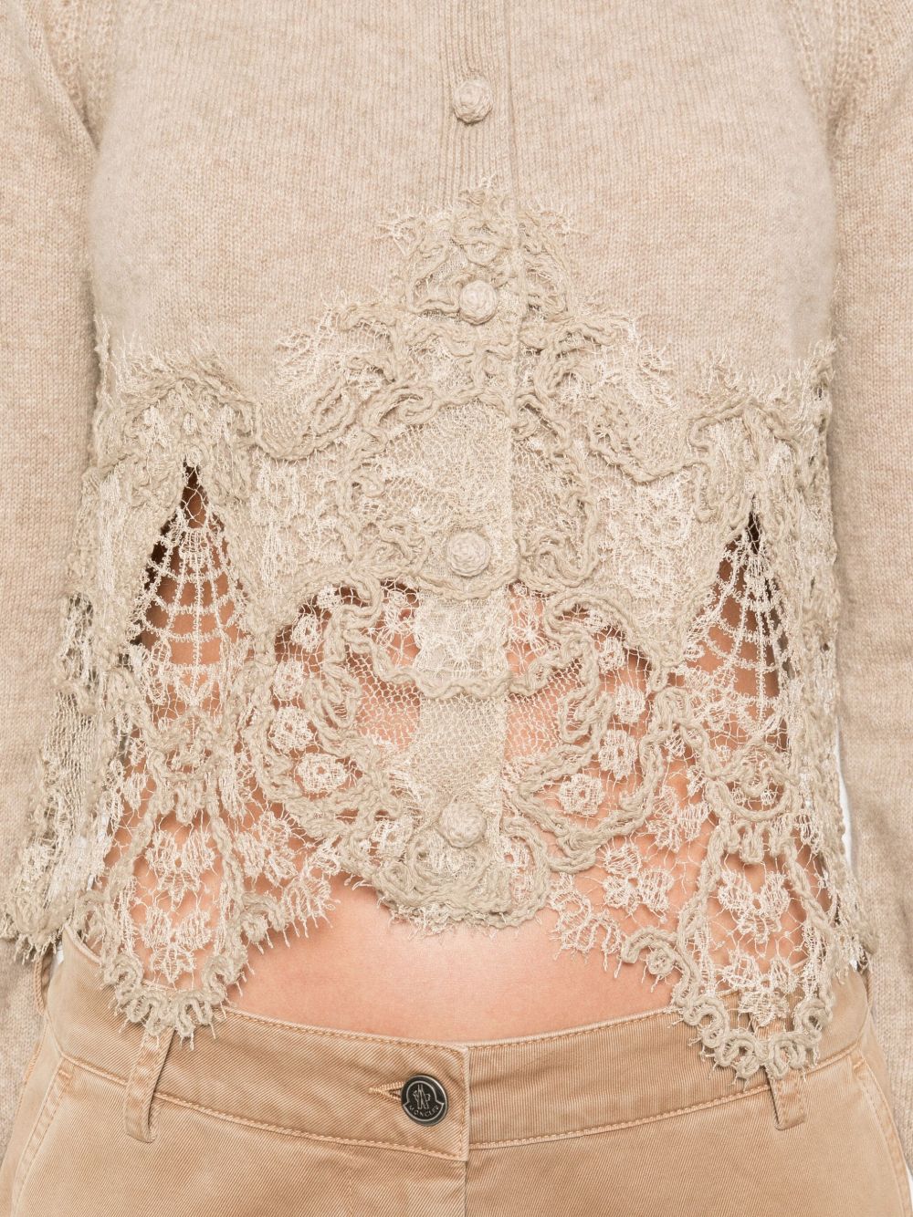 Ermanno Scervino Dove Grey Lace Cashmere Cardigan