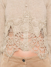 Ermanno Scervino Dove Grey Lace Cashmere Cardigan