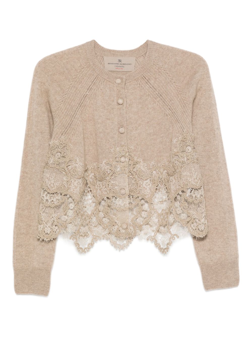 Ermanno Scervino Dove Grey Lace Cashmere Cardigan