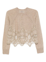 Ermanno Scervino Dove Grey Lace Cashmere Cardigan