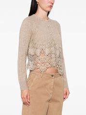 Ermanno Scervino Dove Grey Lace Cashmere Cardigan