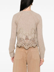 Ermanno Scervino Dove Grey Lace Cashmere Cardigan
