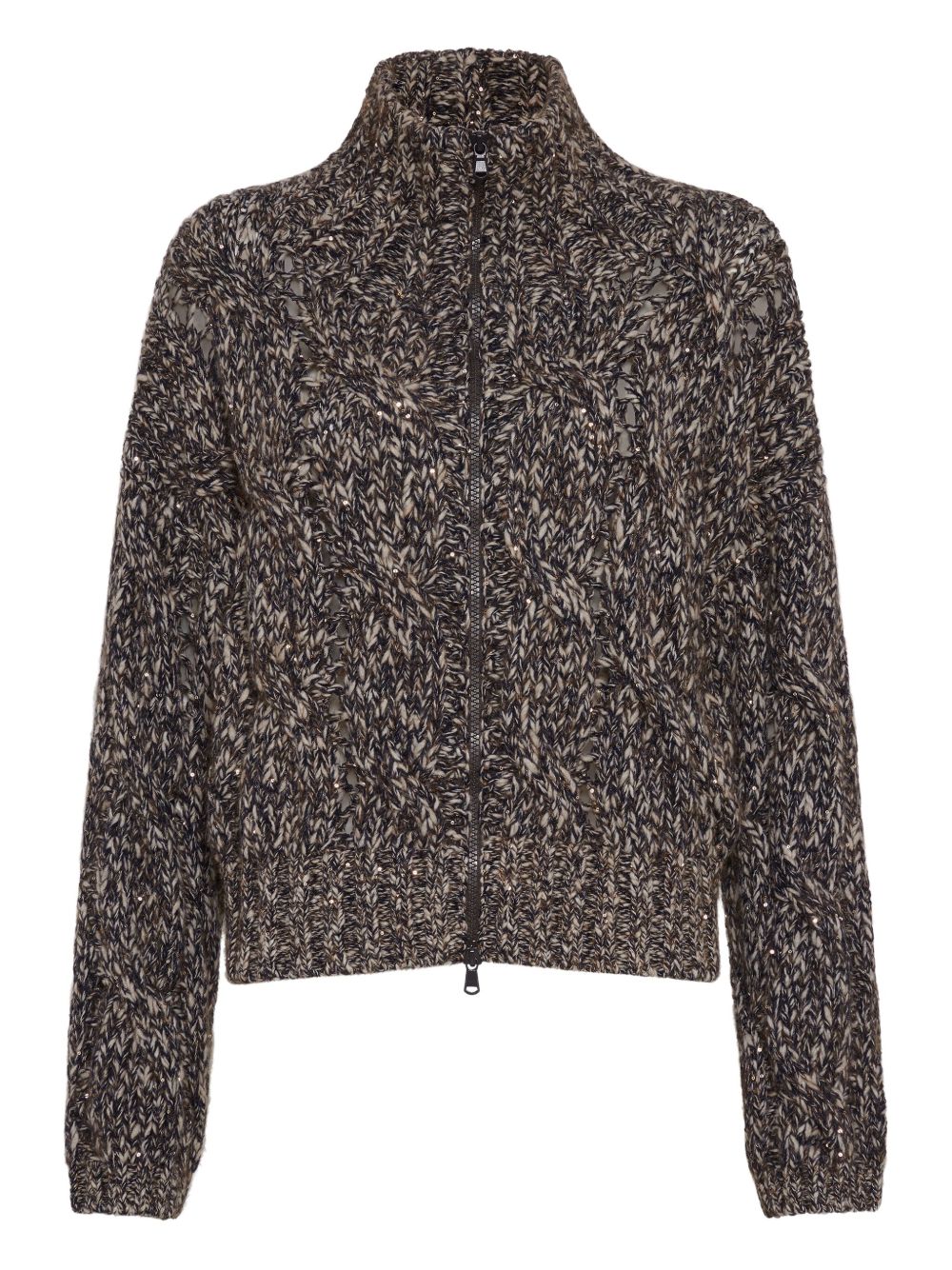 Brunello Cucinelli blue wool zip cardigan