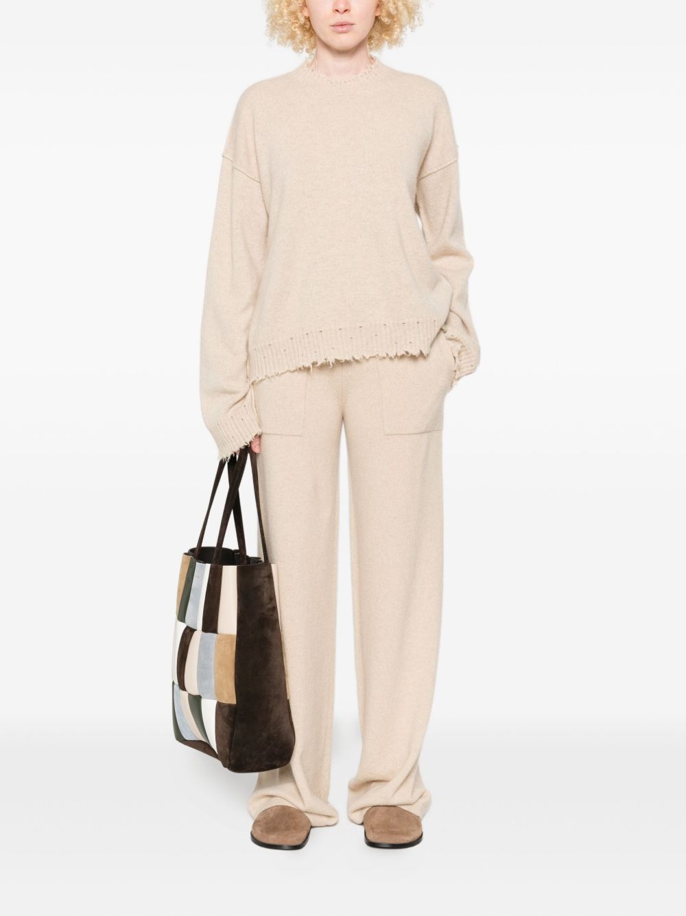 Uma Wang Sweaters Beige cashmere wool crewneck