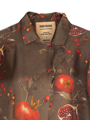 Uma Wang Shirts Brown pomegranate print blouse