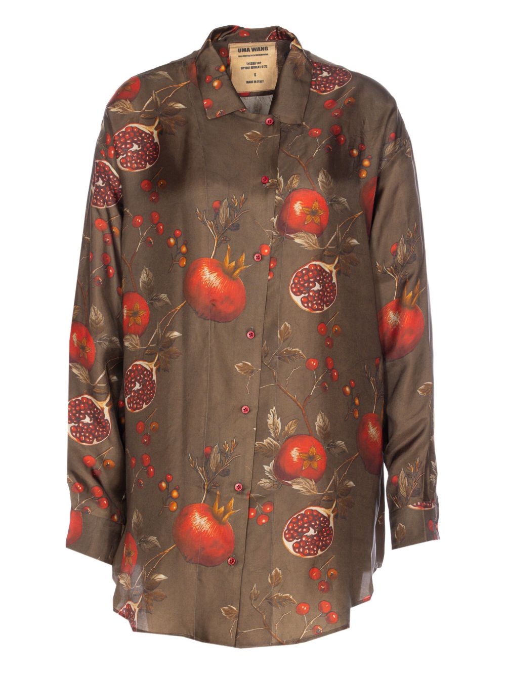 Uma Wang Shirts Brown pomegranate print blouse