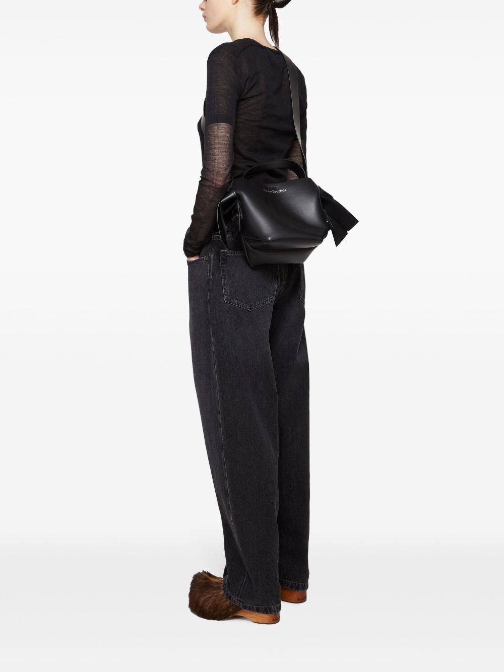 Acne Studios Bags.. Black leather Musubi mini handbag