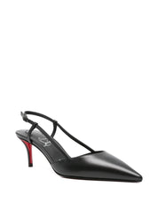 Christian Louboutin Medium Heel — Black Slingback Pumps