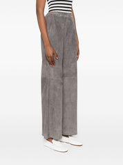 Beige Leather High‑Waist Trousers — Forte Forte