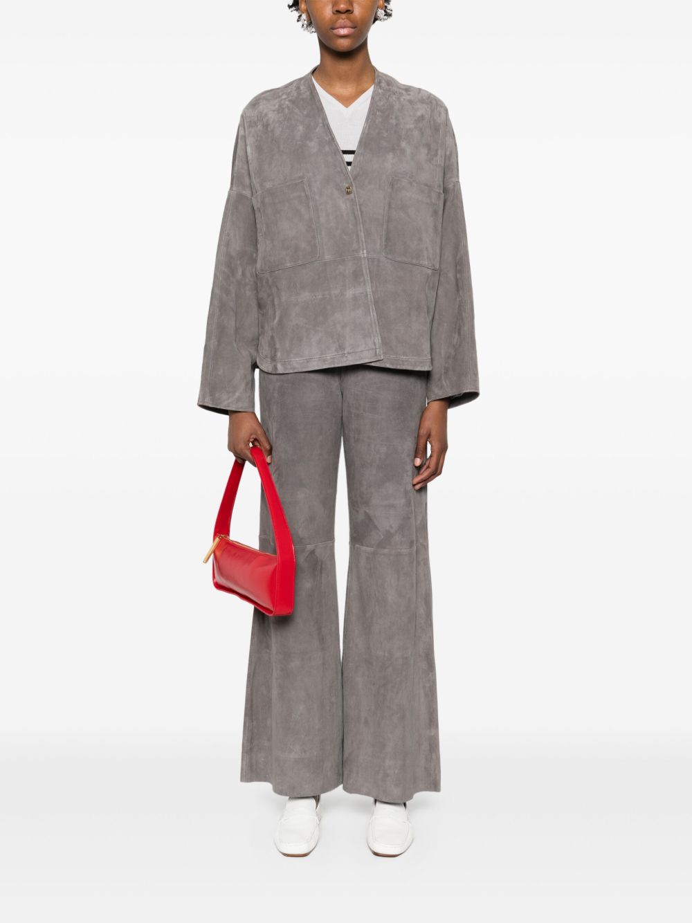 Beige Leather High‑Waist Trousers — Forte Forte