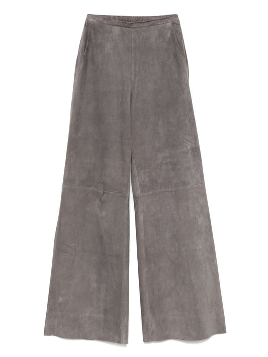 Beige Leather High‑Waist Trousers — Forte Forte