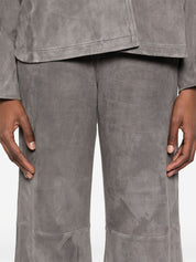 Beige Leather High‑Waist Trousers — Forte Forte