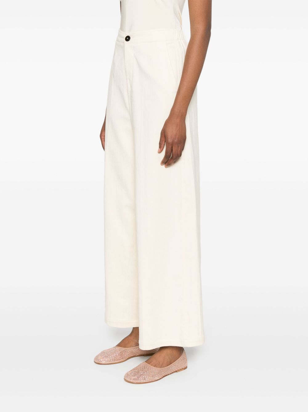 Forte Forte Trousers Beige — High‑Waisted Cotton Trousers