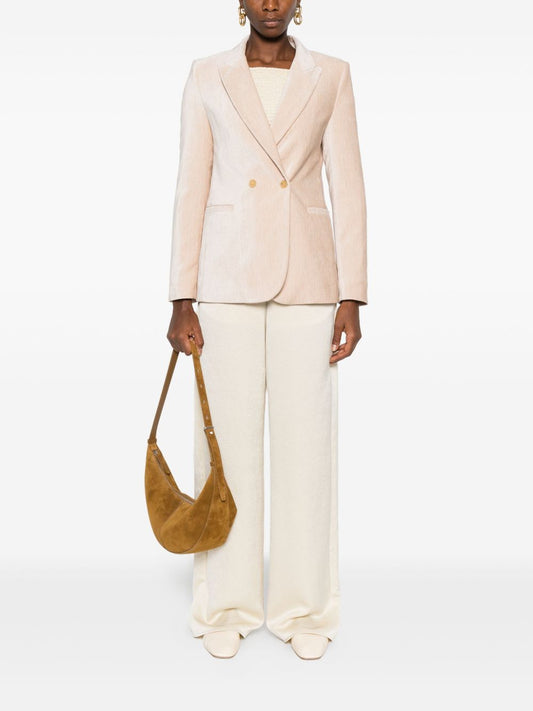 Forte Forte Beige Jacket — Velvet Double‑Breasted Elegance