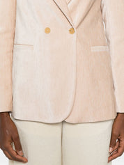 Forte Forte Beige Jacket — Velvet Double‑Breasted Elegance