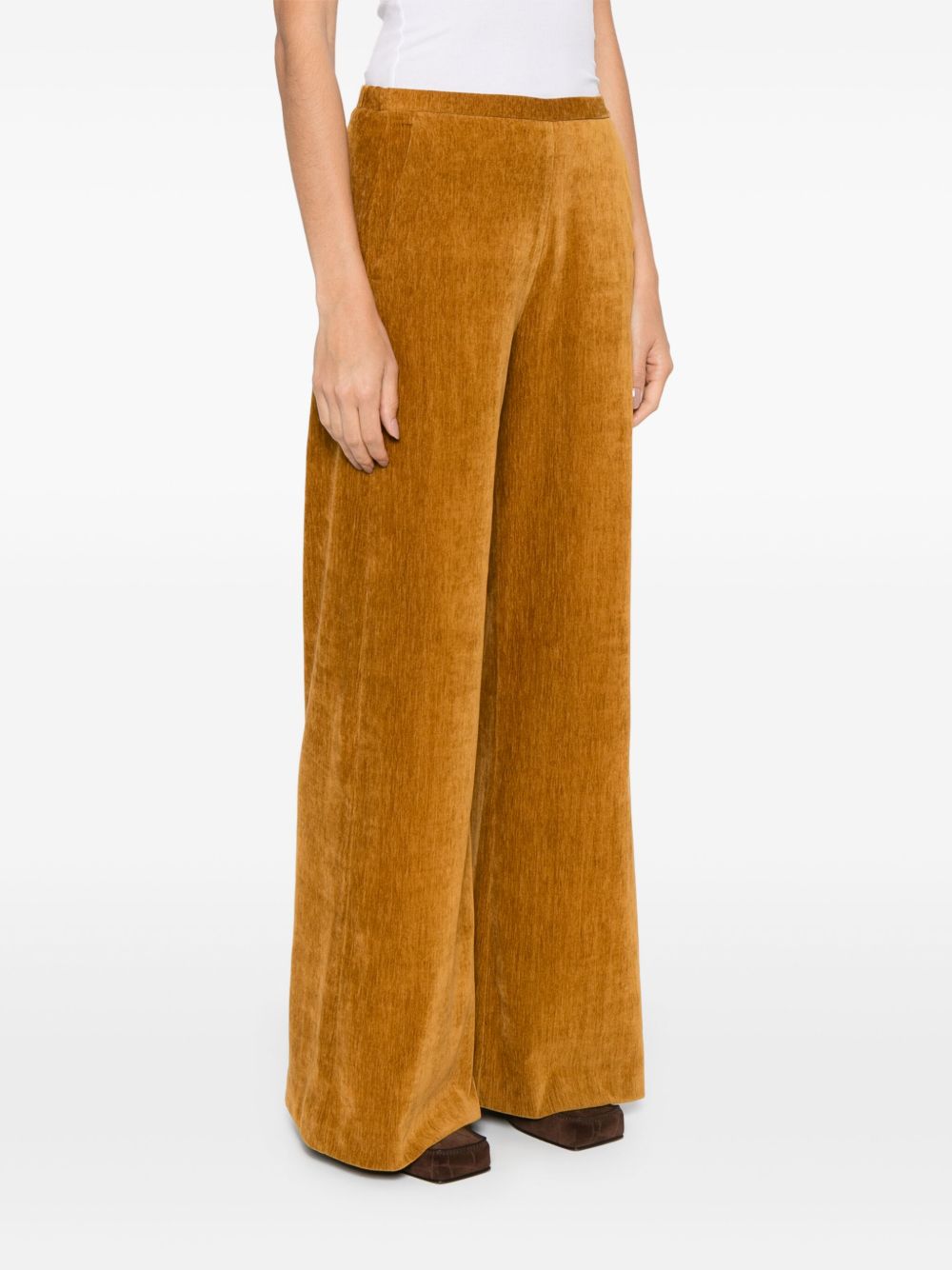 Forte Forte Trousers — Velvet High‑Waist in Burnt Orange