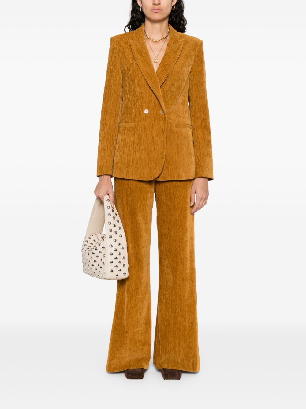 Forte Forte Trousers — Velvet High‑Waist in Burnt Orange