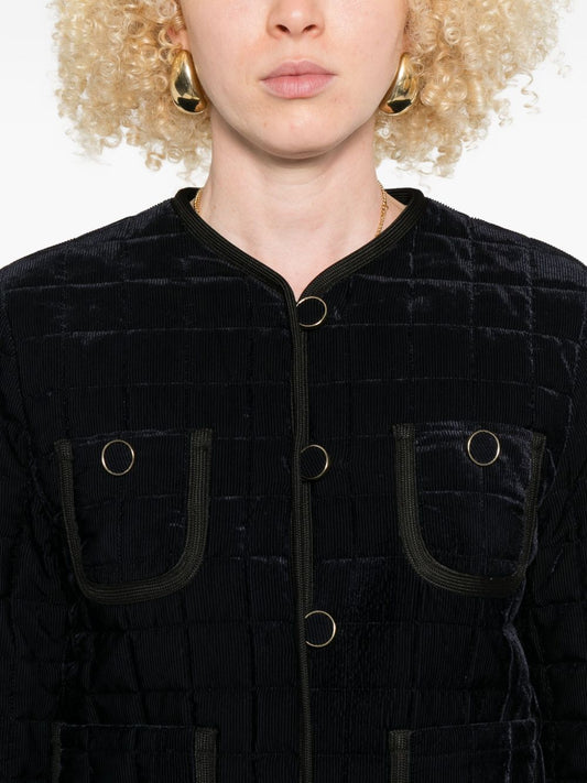 Forte Forte Blue Matelassé Jacket — Short Quilted Tailoring