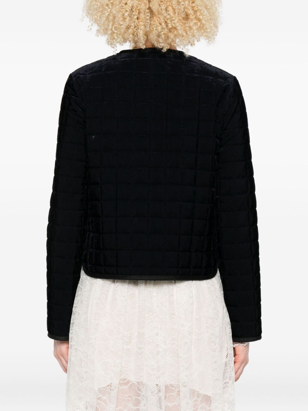 Forte Forte Blue Matelassé Jacket — Short Quilted Tailoring