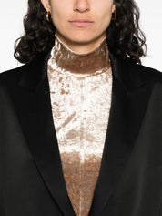 Forte Forte Jackets Black — Satin Single‑Breasted Jacket