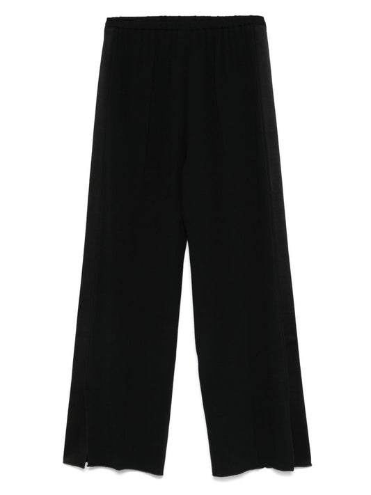 Forte Forte Trousers Black — Satin Flared Smoking Trousers