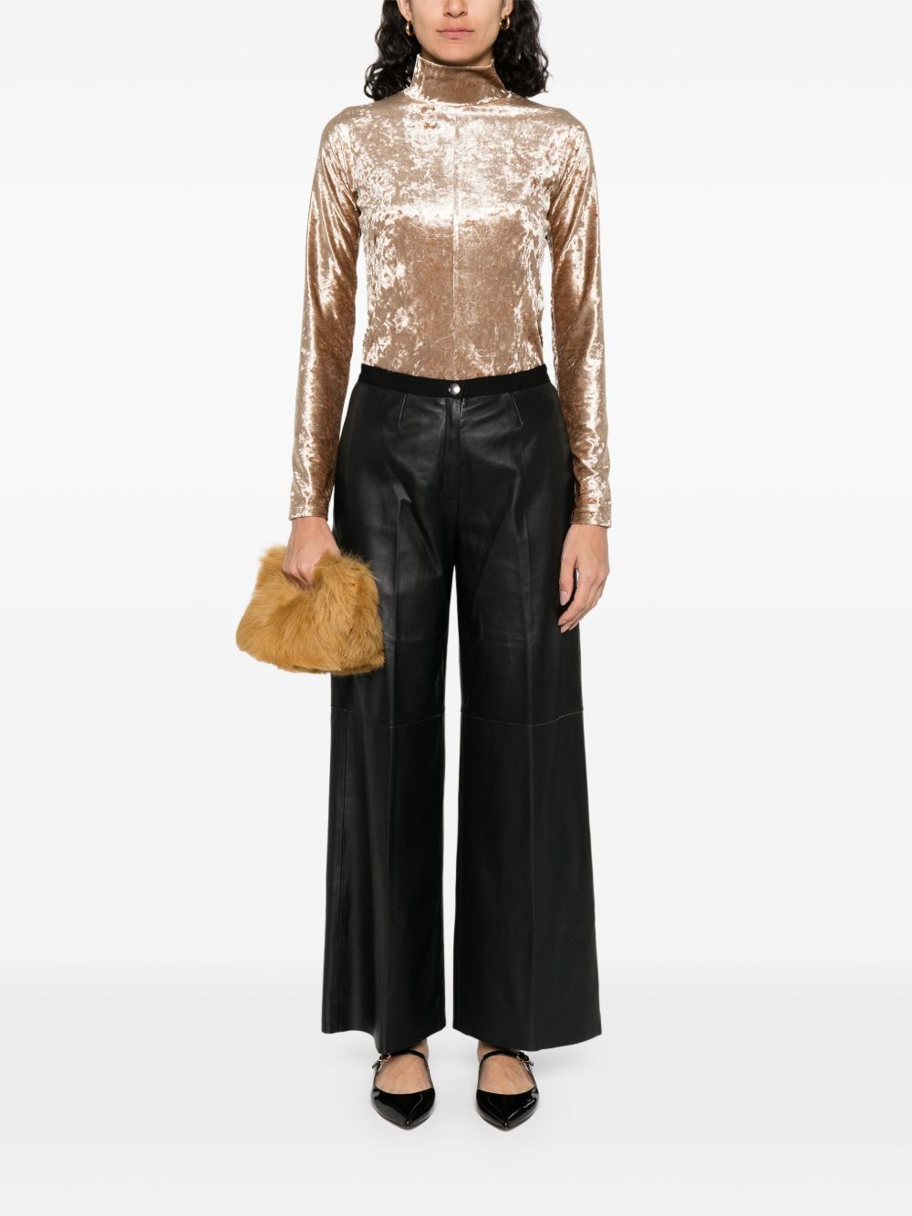 Beige Forte Forte Sweater — Velvet Turtle‑Neck Comfort