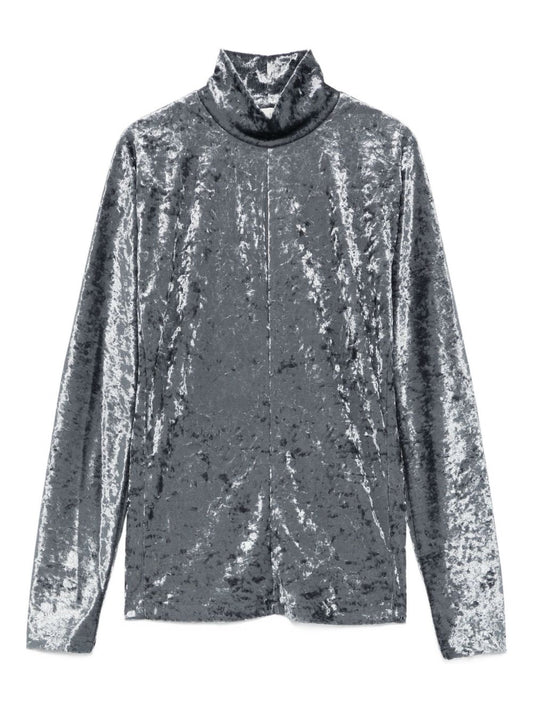 Forte Forte Grey Velvet Turtleneck Sweater