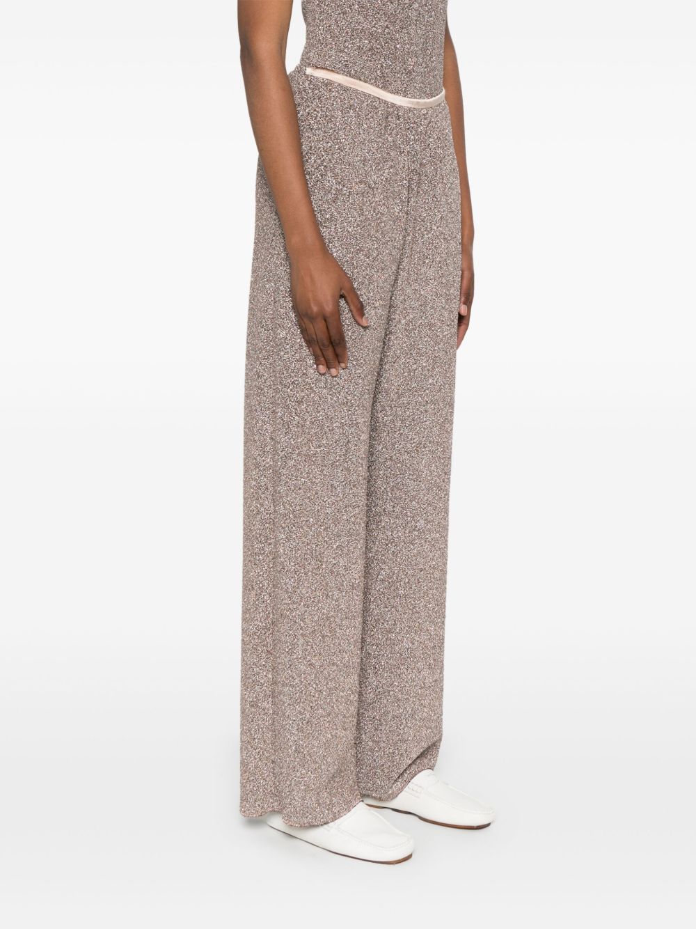 Forte Forte Trousers Powder — Lurex Wide‑Leg Elegance