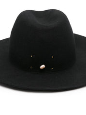 Forte Forte Hats Black wool fedora with pearl detail