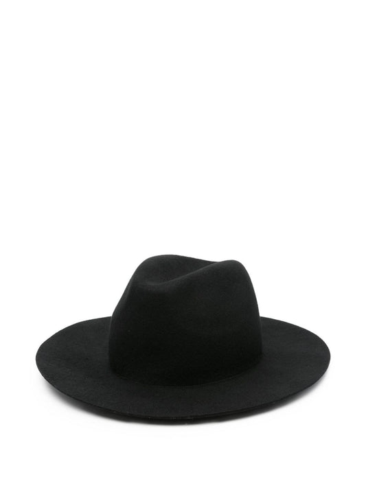 Black Wool Fedora with Pearl Detail