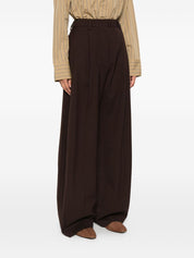 Brown Wide‑Leg Trousers — Silk & Nylon Billie Blend