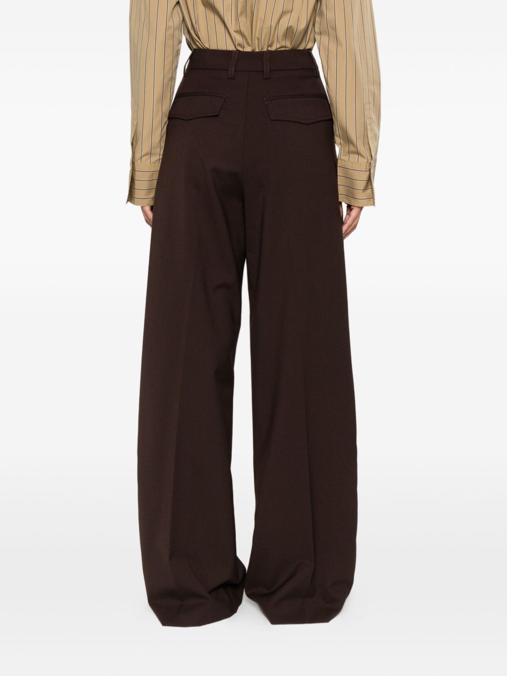 Brown Wide‑Leg Trousers — Silk & Nylon Billie Blend