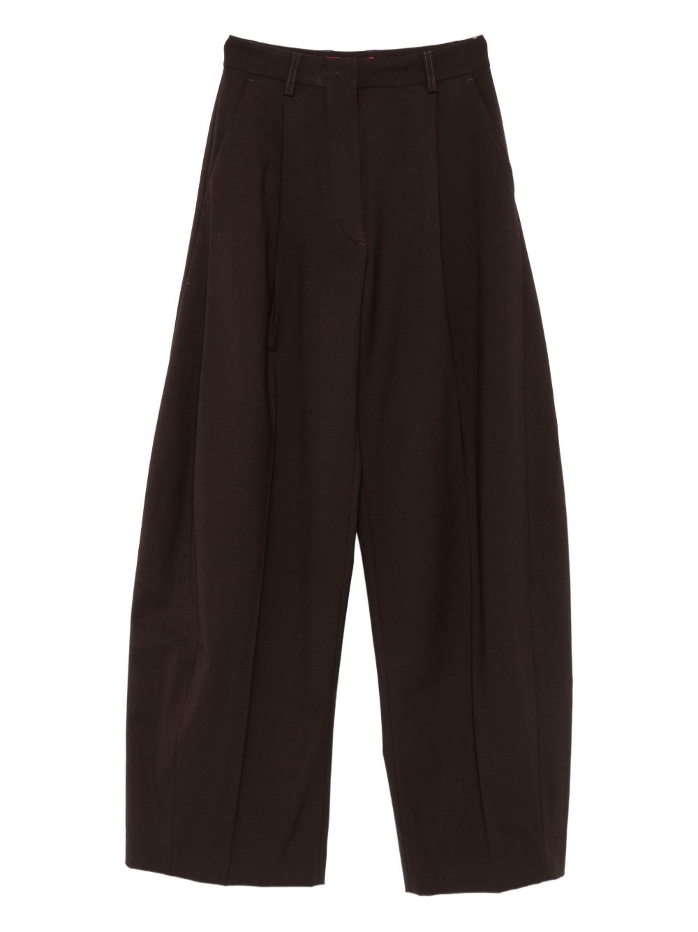 Brown Wide‑Leg Trousers — Silk & Nylon Billie Blend