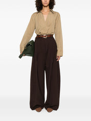 Brown Wide‑Leg Trousers — Silk & Nylon Billie Blend