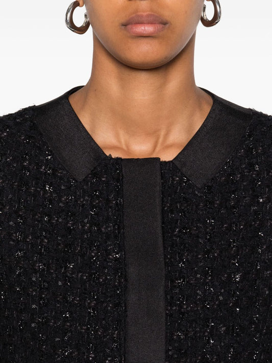 Emporio Armani Black Tweed Jacket — Cropped Wool-Blend Blazer