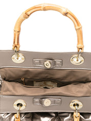 La Milanesa Bamboo-handle quilted tote bag