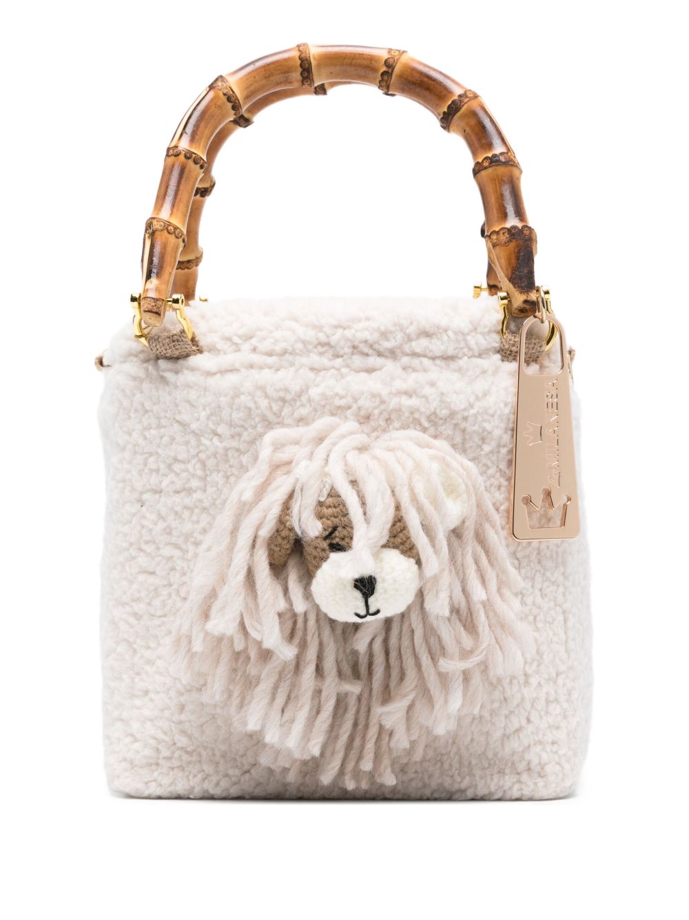 Shearling Tote Bag — La Milanesa Dog‑Embossed Handbag