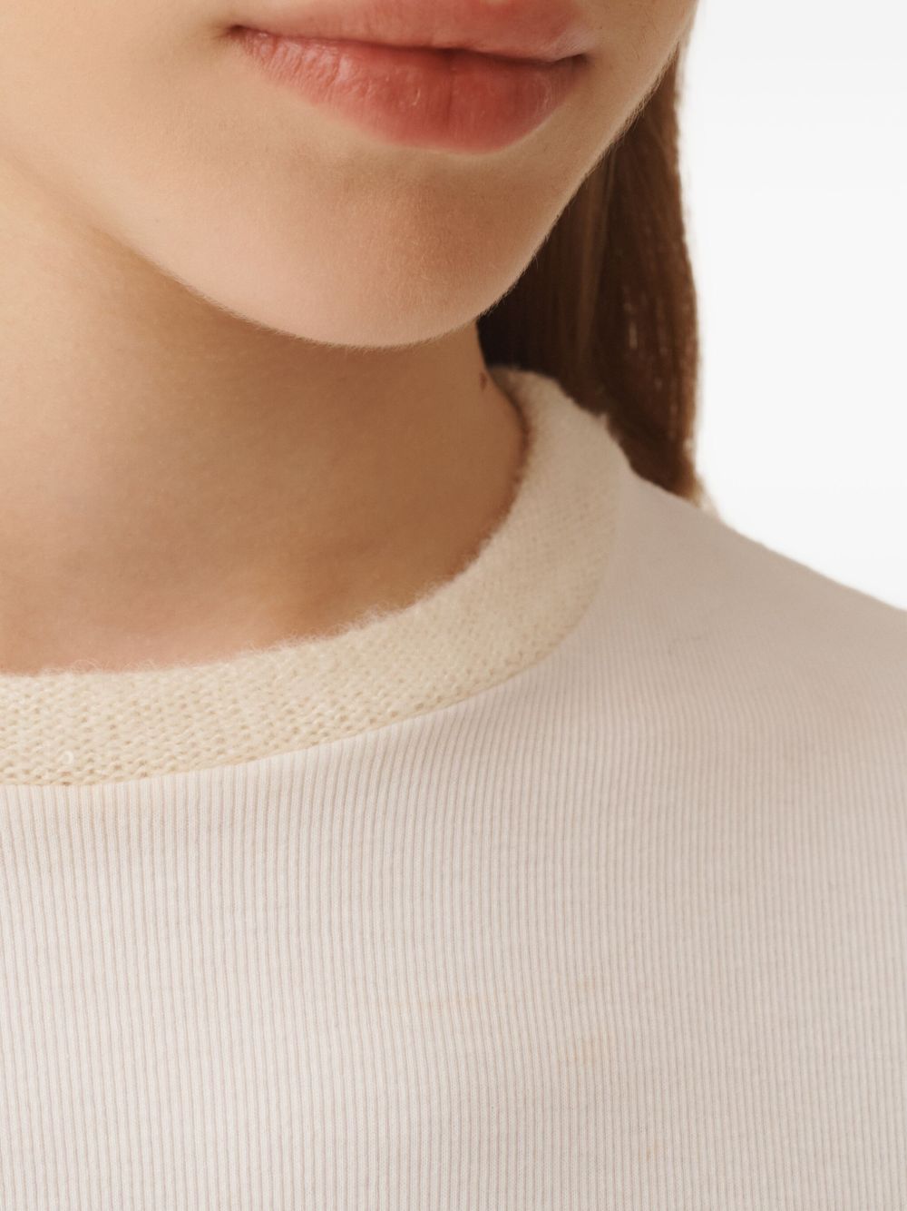 Fabiana Filippi White Cotton Ribbed Sweater Top
