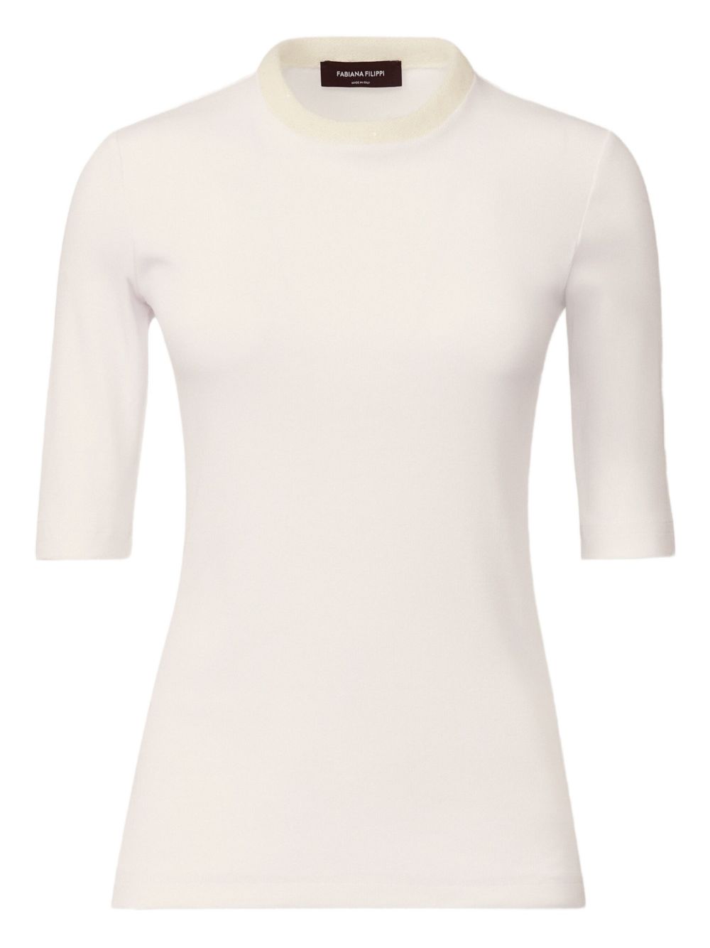 Fabiana Filippi White Cotton Ribbed Sweater Top