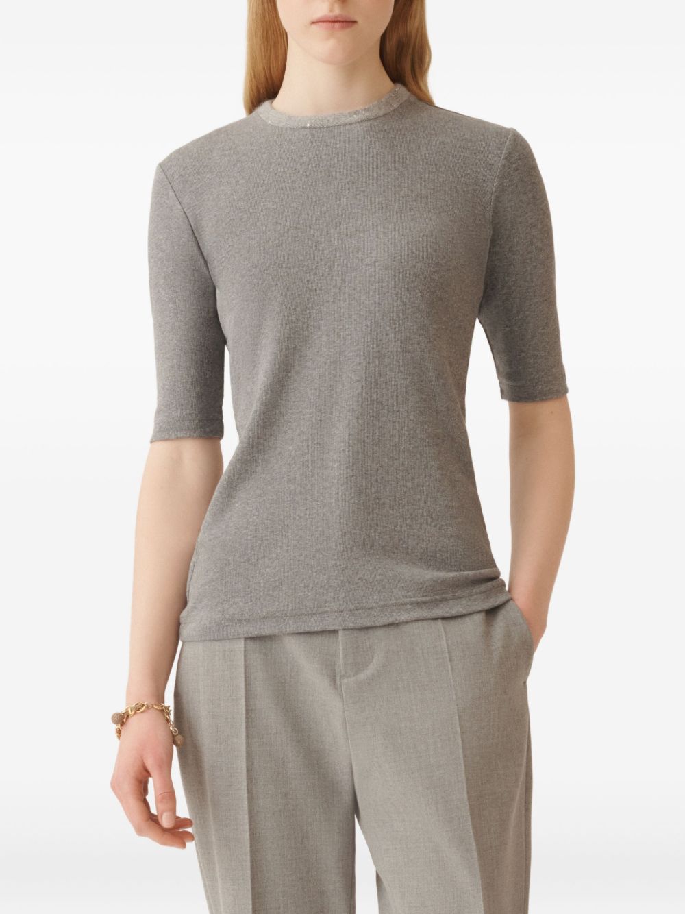 Fabiana Filippi Grey Cotton Sweater Top