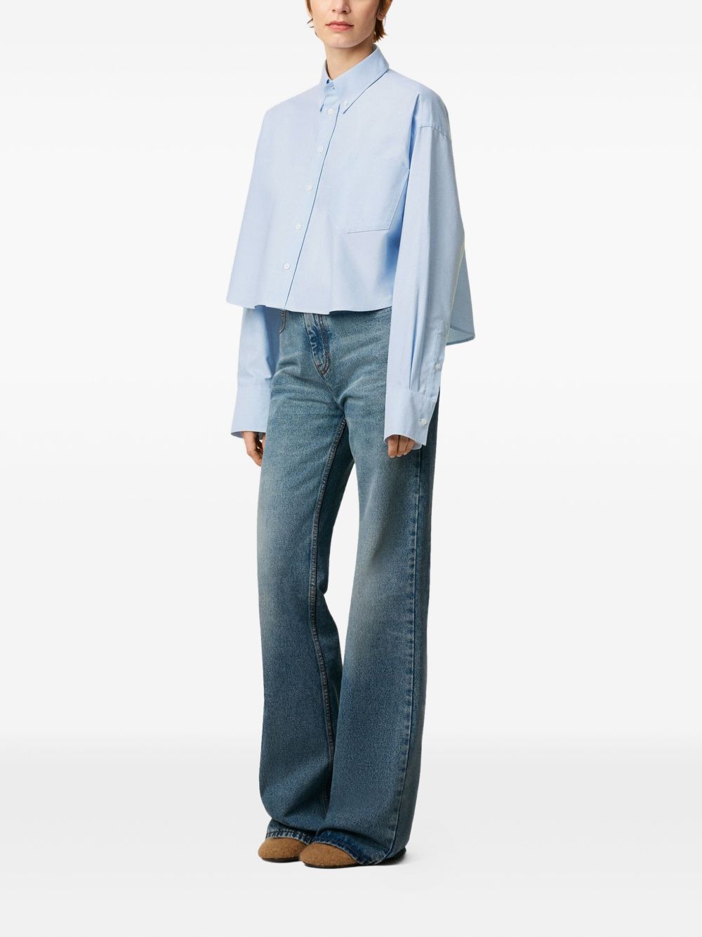 Ami Paris Shirts Clear Blue cotton cropped shirt