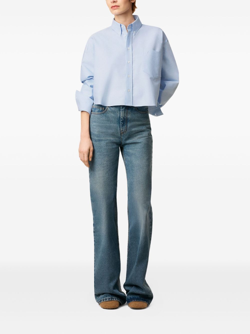 Ami Paris Shirts Clear Blue cotton cropped shirt