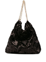 La Milanesa Chain-strap tote bag in fur texture